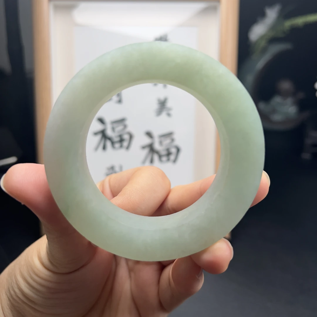 天然翡翠A货冰种晴水轮胎正圈未抛光玉手镯
