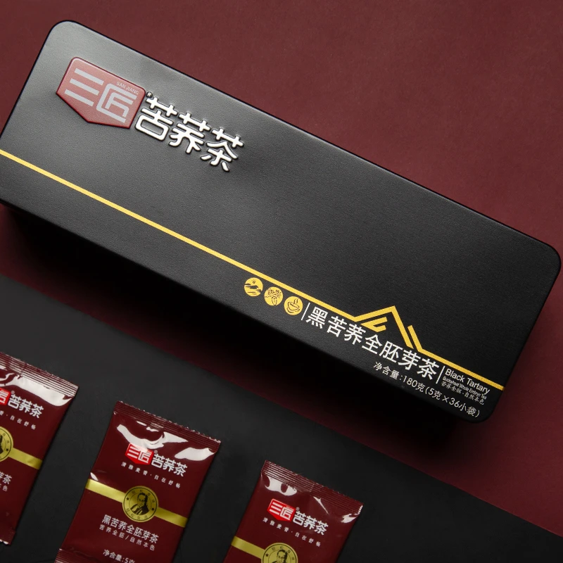 三匠铁盒装黑苦荞全胚芽茶180g独立小袋36袋
