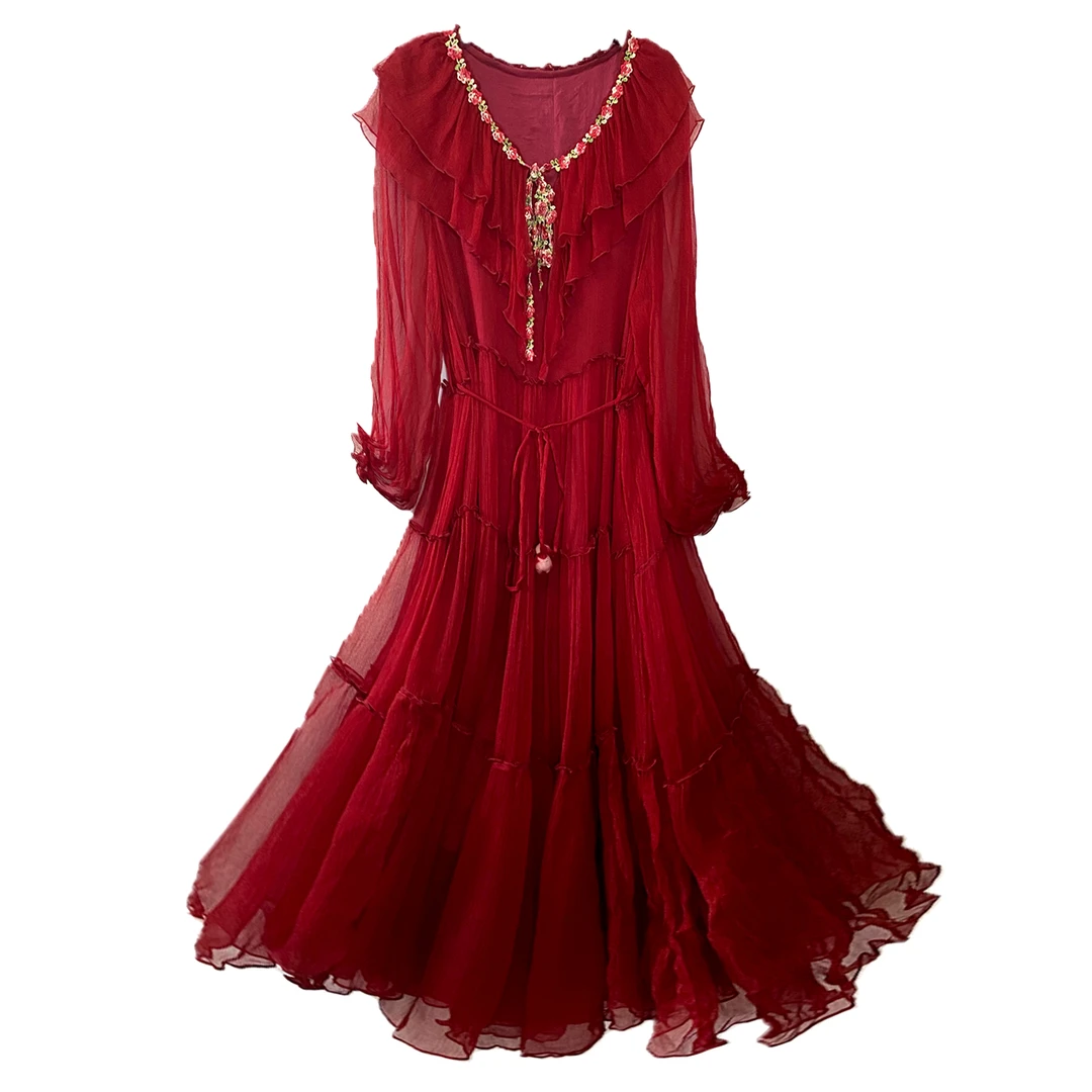 新款宽松100桑蚕丝高级感轻奢设计感气质连衣裙女