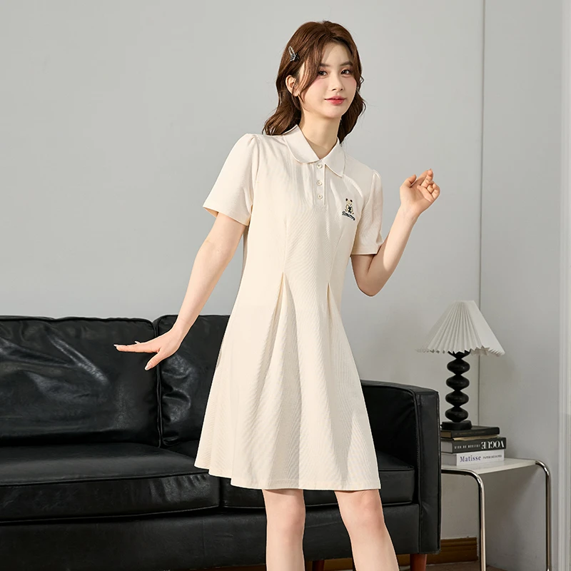 DC101 唐狮2024夏季新款粉色甜美连衣裙女学院风显瘦短袖polo裙