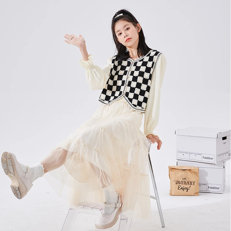 2S50B 唐狮春夏女百褶蛋糕裙中长款女装半身裙洋气时尚