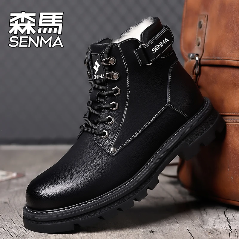 SENMA/森马马丁靴男款爆款2023新款男士棉鞋加绒保暖高帮工装靴子