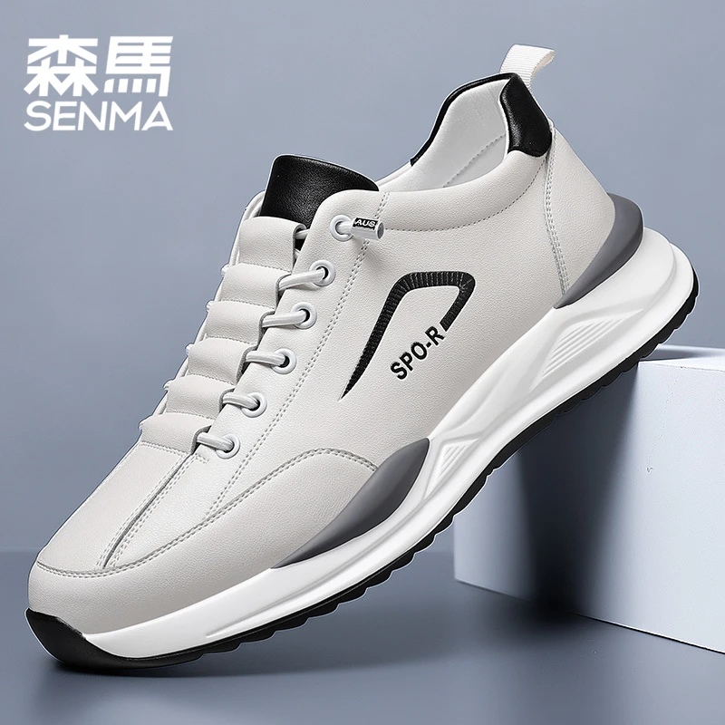 SENMA/森马休闲男鞋头层皮鞋男士舒适百搭透气防滑耐磨软底高帮鞋