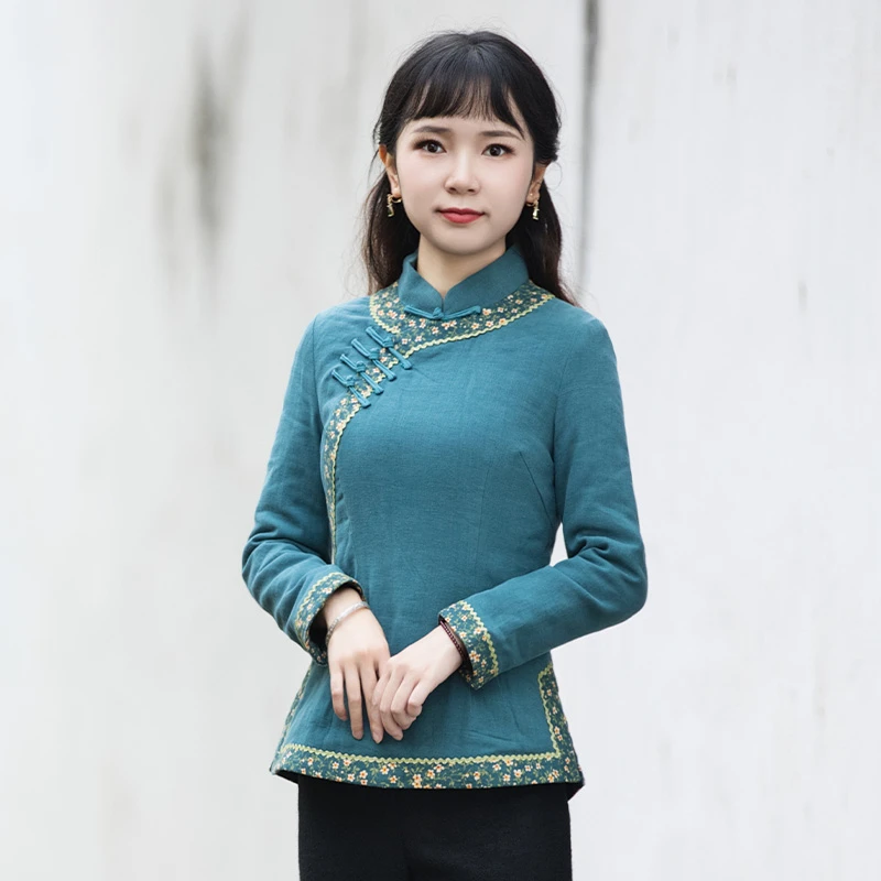 筠雅唐装女冬装棉袄中国风女装旗袍上衣夹棉加厚保暖复古外套J743
