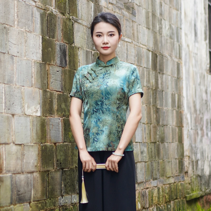 筠雅夏季新款唐装女中国风改良旗袍上衣显瘦百搭新中式女装24J212