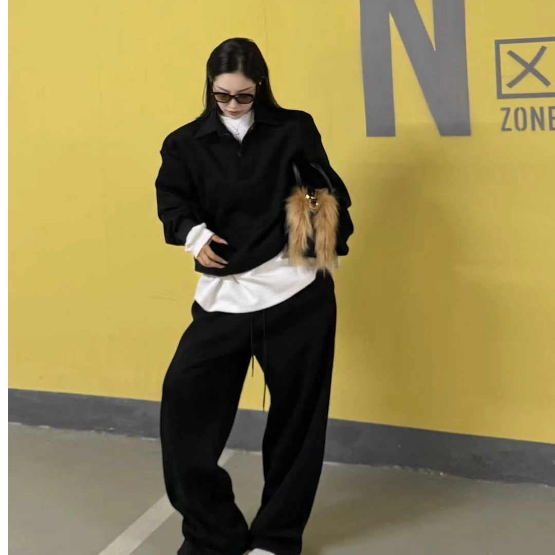 宠儿【2024冬季韩版极简加厚卫衣颗粒绒套装】
