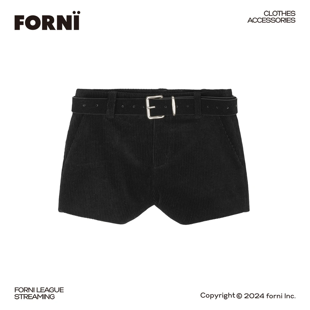 FORNI  四季三川 复古时尚100纯棉低腰A版潮流绒面显瘦短裤