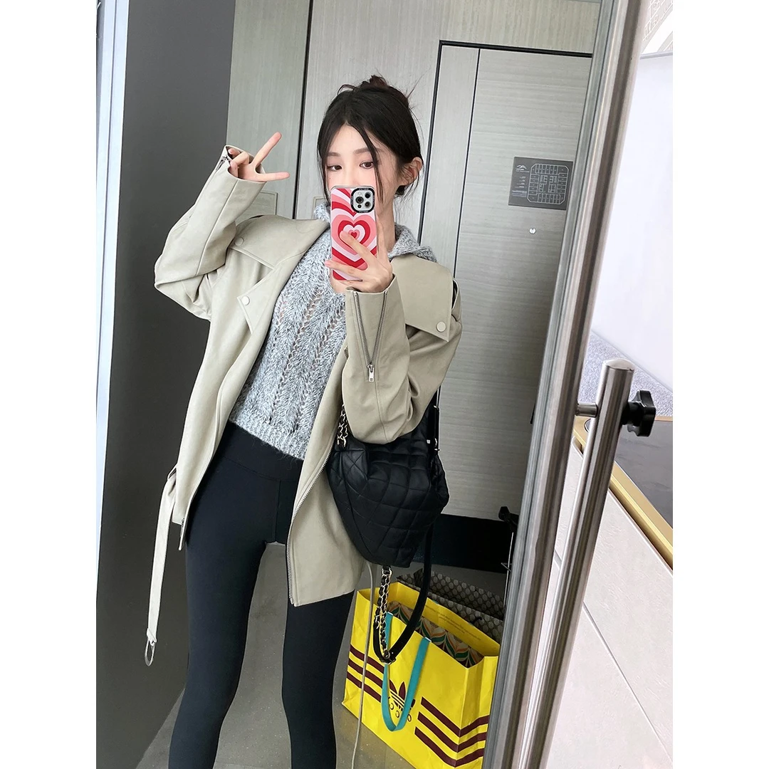 FORNI   尼泊尔晚风 拉链翻领外套短款大翻驳领时尚百搭女装