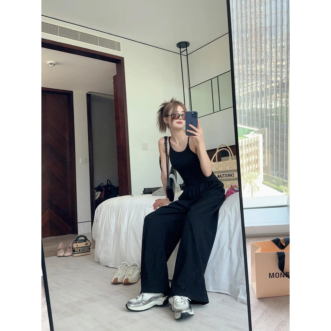 FORNI × YOYO  威尔斯套装  纯色百搭吊带+刺绣阔腿长裤显瘦