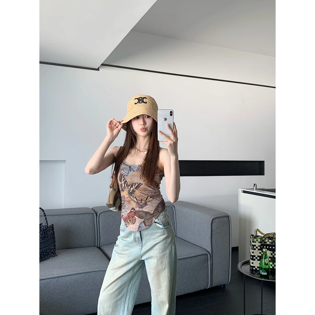 FORNI × YOYO 大势的butterfly 蝴蝶印花吊带美式辣妹ins夏季薄款