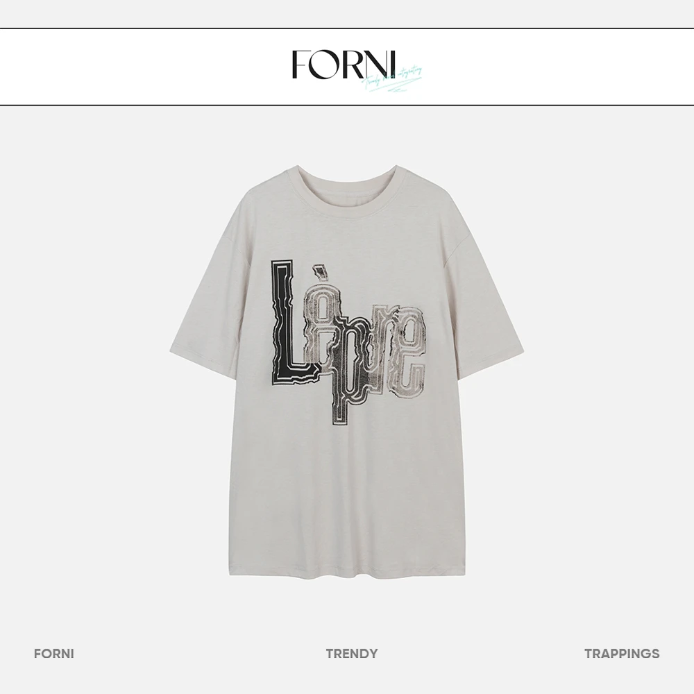 FORNI x YOYO 三十二分前 莱赛尔字母印花圆领T恤休闲时尚