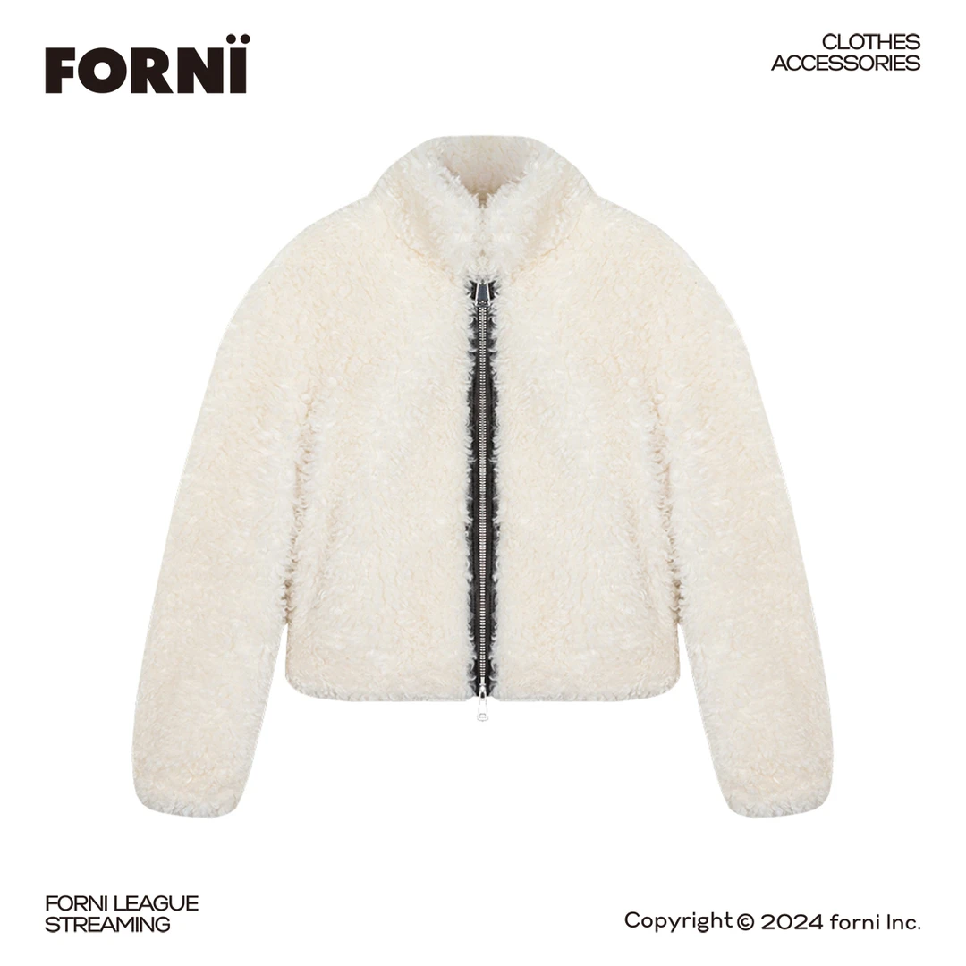 FORNI × YOYO 我的女孩 毛绒绒保暖秋冬卷卷毛拉链外套上衣女外套