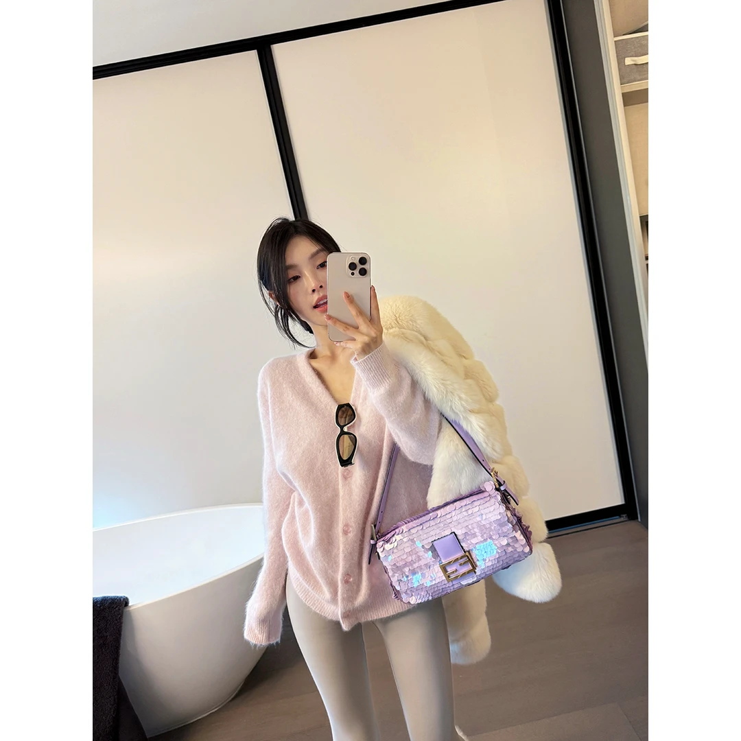 FORNI  北欧温暖街头熊猫开衫V领毛绒开衫针织衫春秋开衫