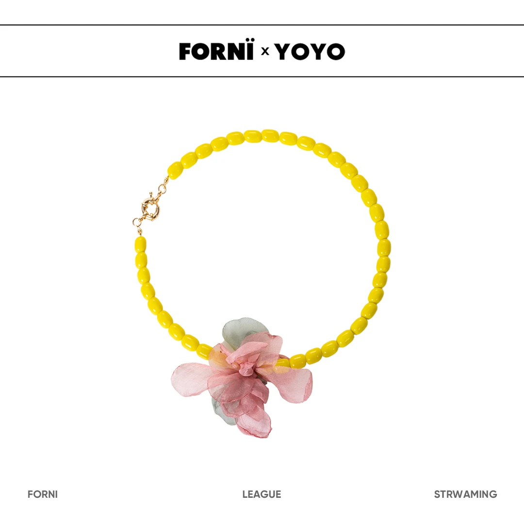 非金属亚克力项链 FORNI x YOYO 夺目  手工串珠花朵项链时尚可爱