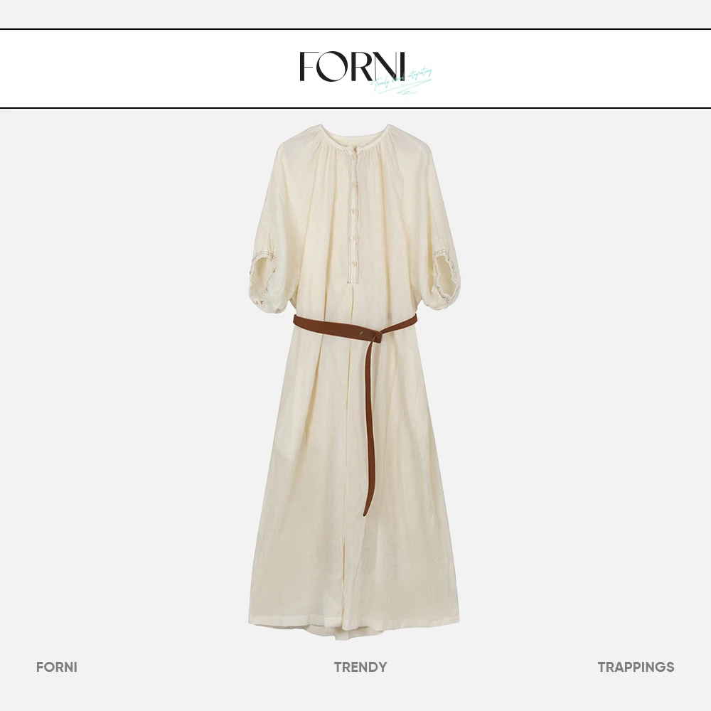 FORNI x YOYO 晨露微光 莱赛尔度假风气质长裙时尚夏季法式显瘦