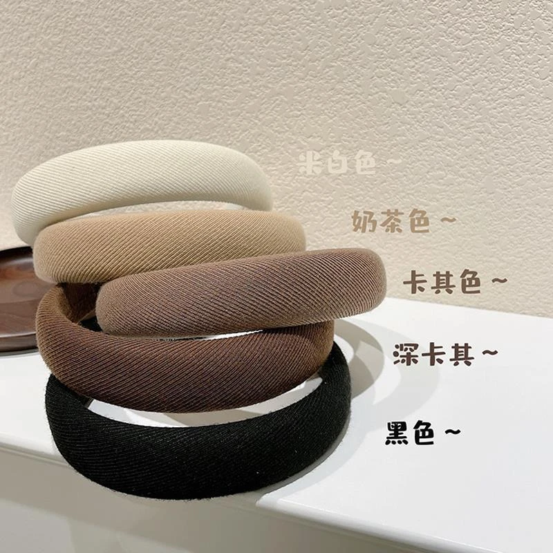 韩国奶咖色宽边发带高颅顶海绵发箍奶茶色无痕压发头饰