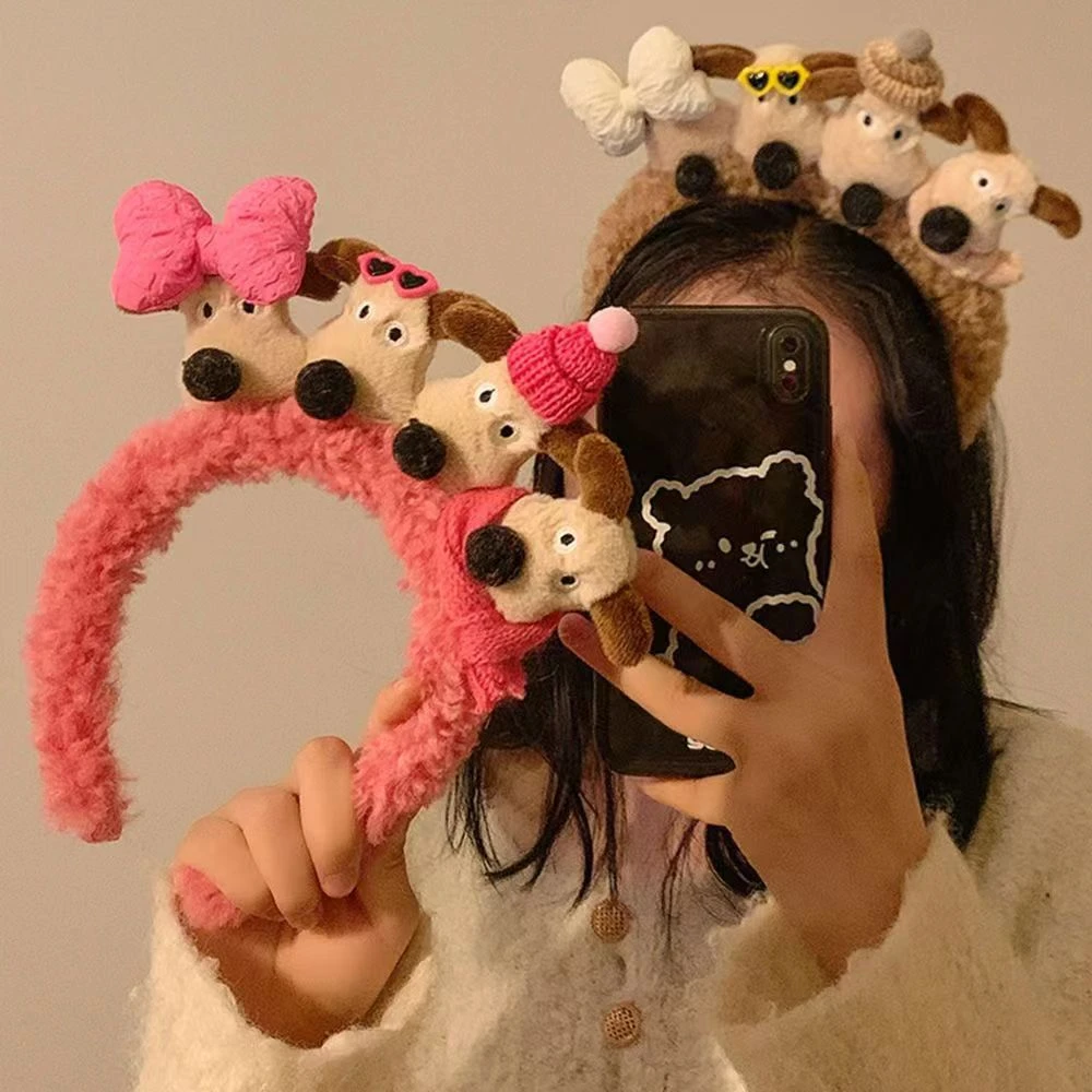 卡通毛绒防滑蝴蝶结发箍女秋冬新款可爱头箍洗脸发饰甜美头饰搞怪