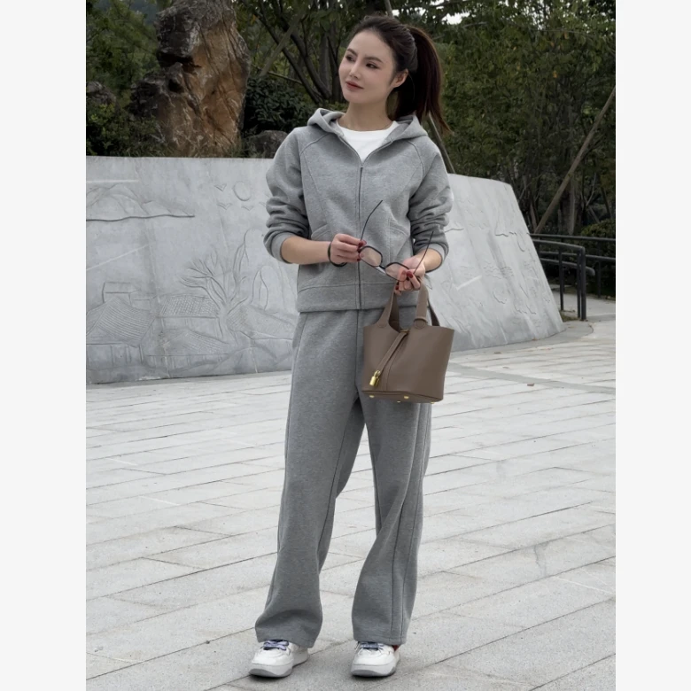 冬季新款lu设计师加绒加厚时尚休闲套装F-8131