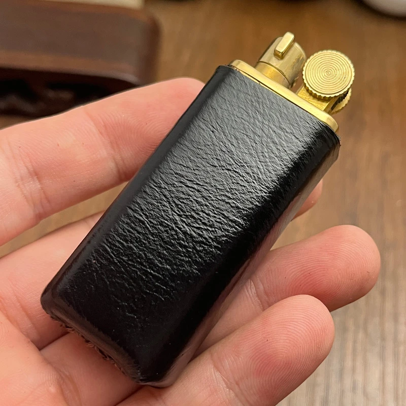 佐罗545头层牛皮手工老九门黄铜煤油打火机手工缝制 男士经典