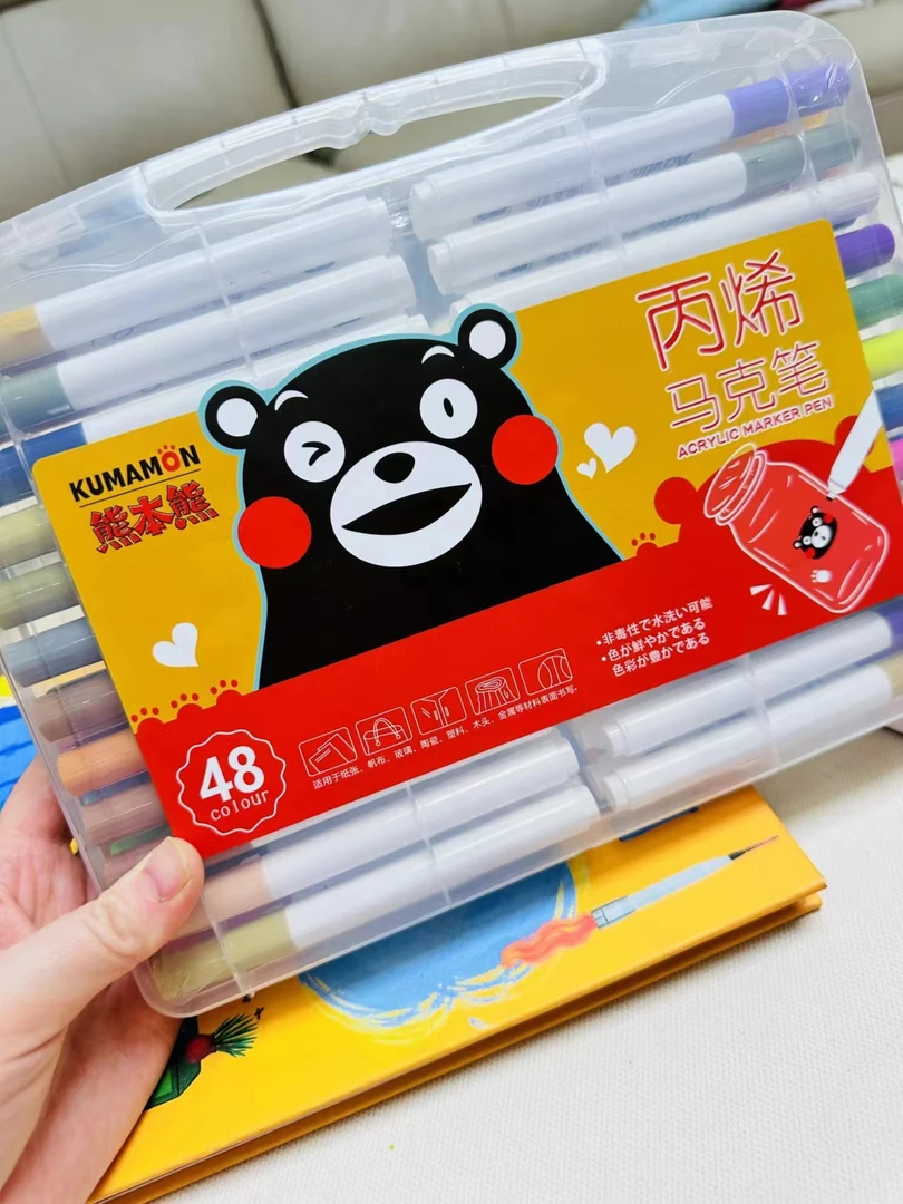 48色软头丙烯马克笔儿童diy鲜艳手绘笔拔帽颜色老师按压鲜艳拔帽