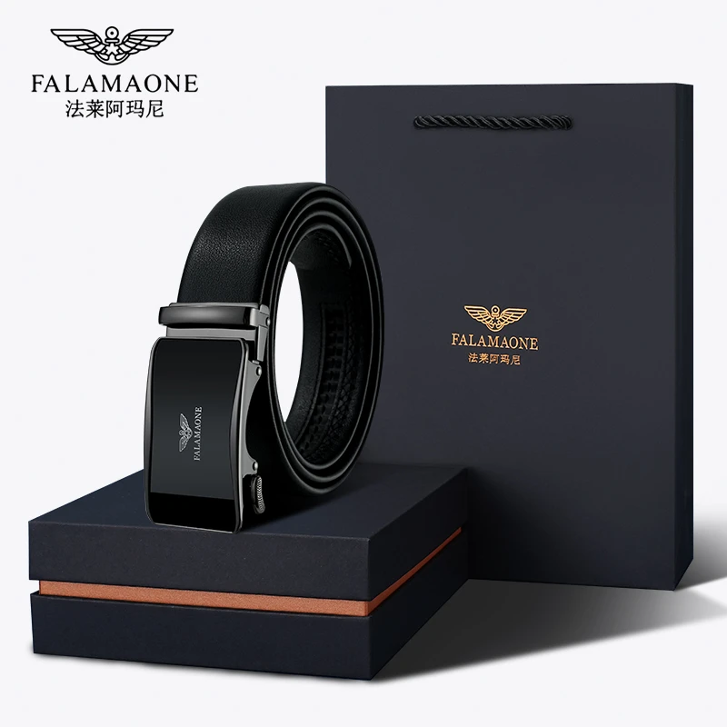 男士皮带真皮专柜正品名牌法莱阿玛尼腰带男士真皮送男友生日礼物