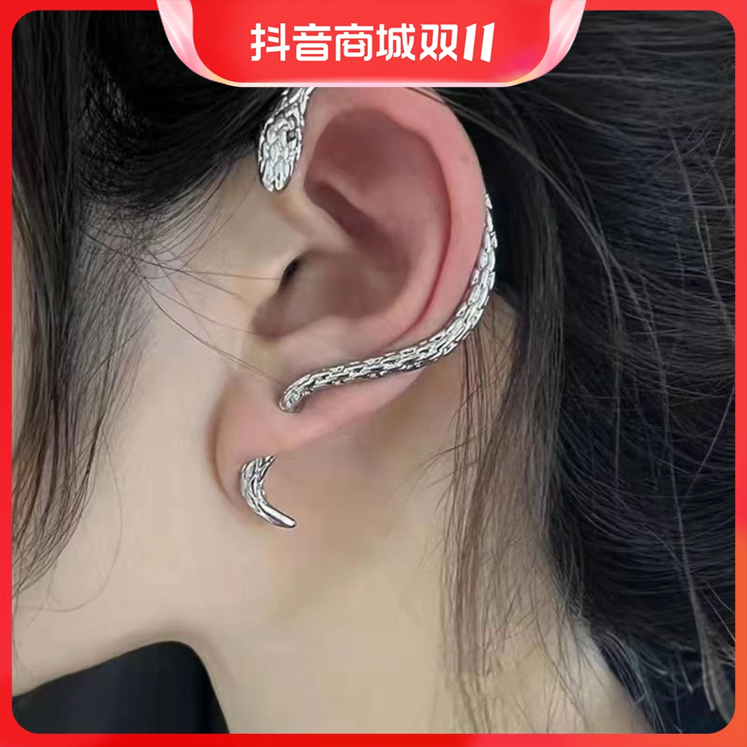 云锦小蛇耳钉女复古创意潮情侣小众设计感耳环耳饰80