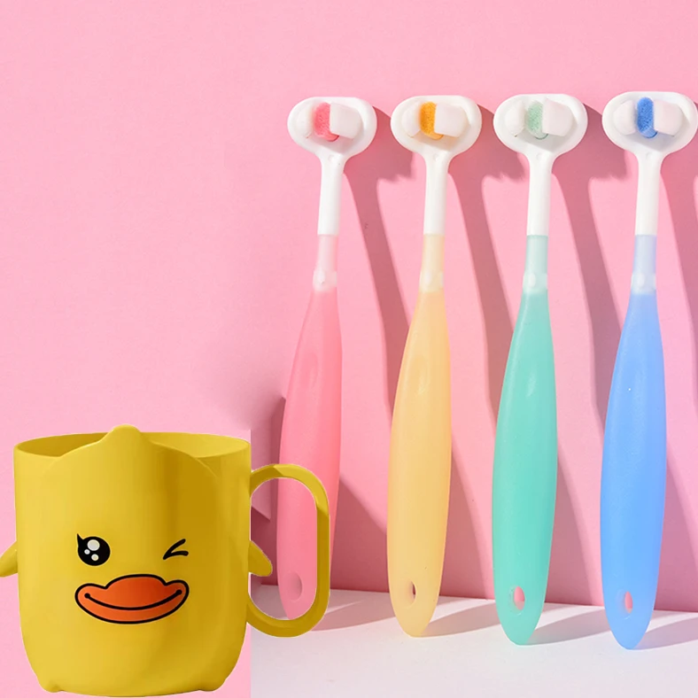 ORC三面儿童牙刷软毛牙刷1-3-7岁宝宝舌苔清洁U型刷牙神器乳牙刷