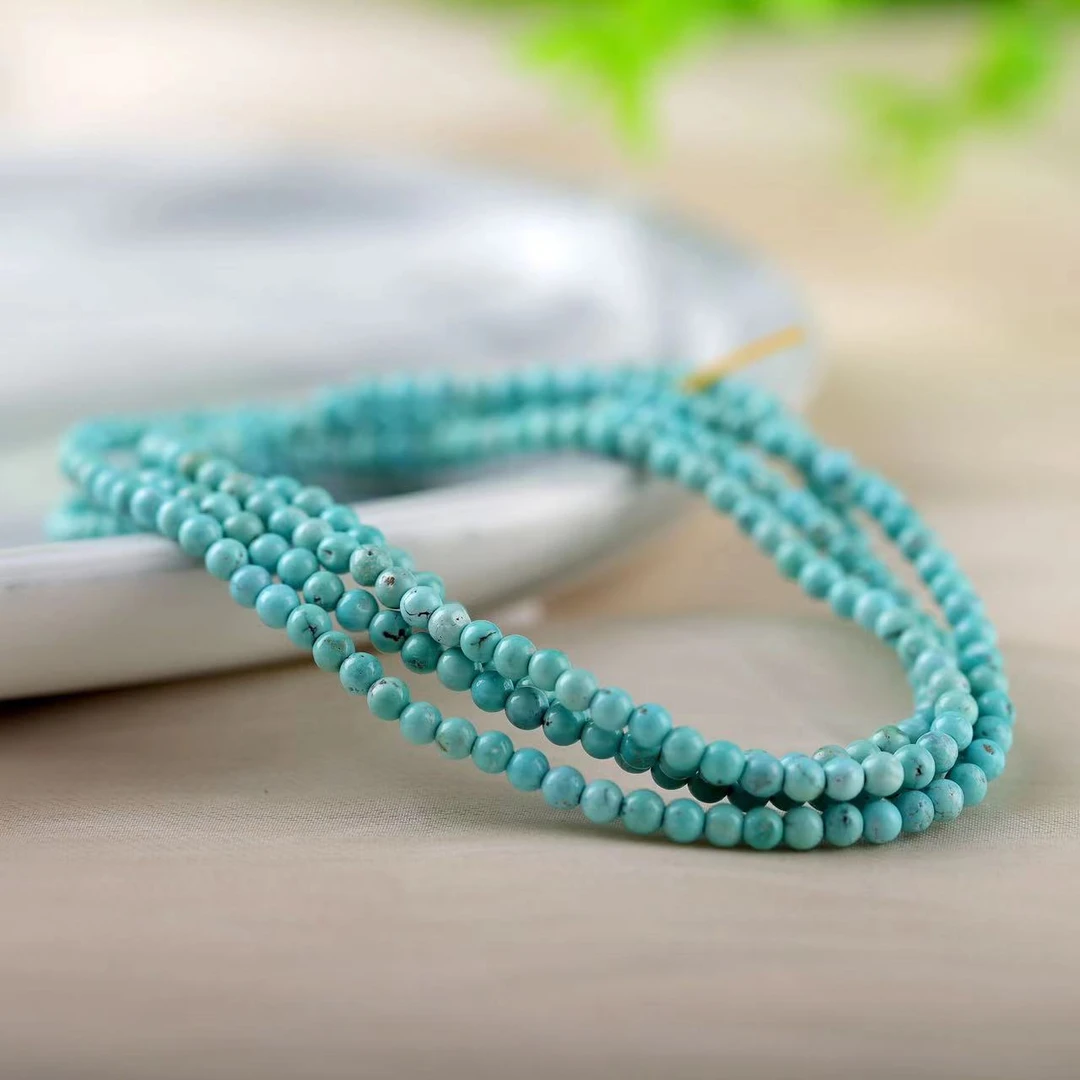 绿松石国风国潮手串手链原矿高瓷小米链多圈小尺寸脖挂手链手串