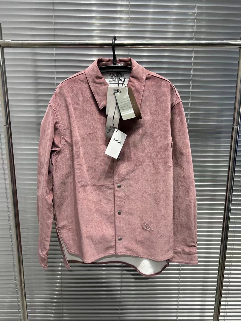 Dior x ts联名爆款藕粉配色麂皮衬衫外套 48尺码/全新/国专16000