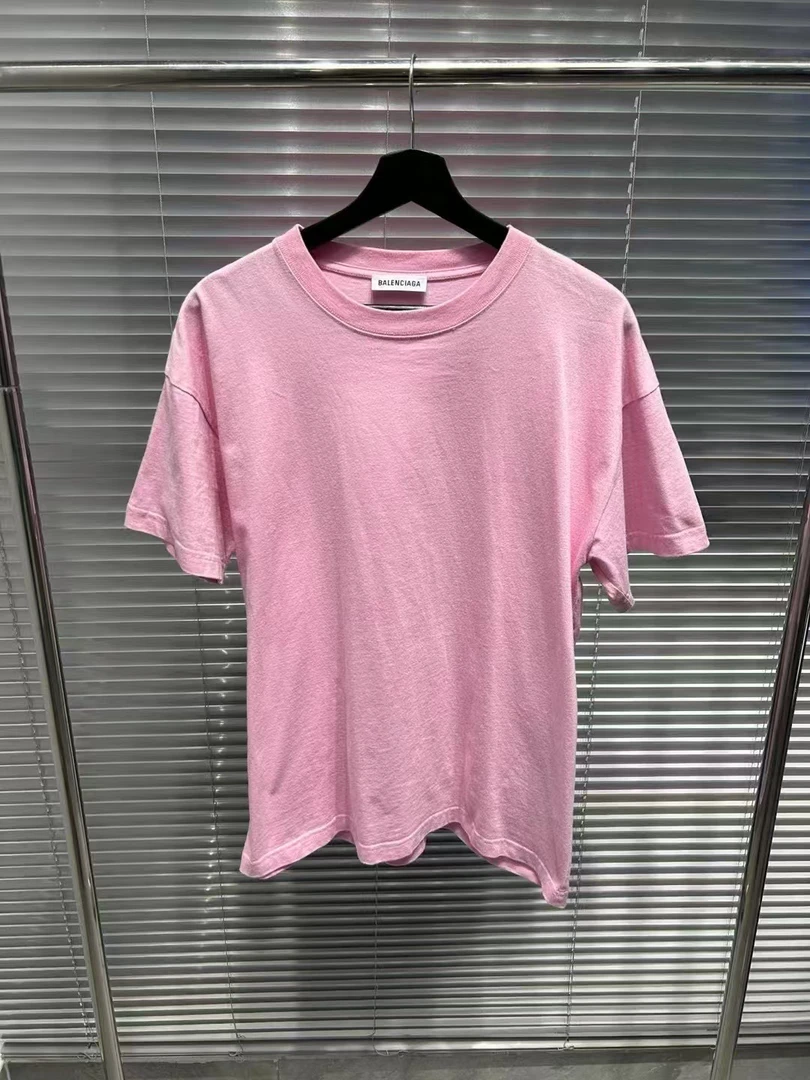 Balenciaga 经典爆款 前后字母logo 粉色短袖 L号 全新