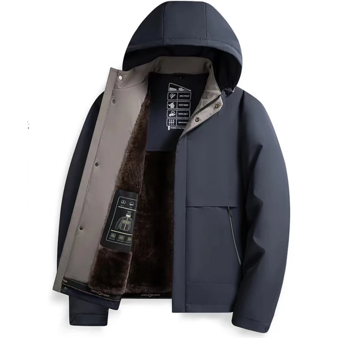 冬季新款男士中长款貂绒加厚防风保暖外套