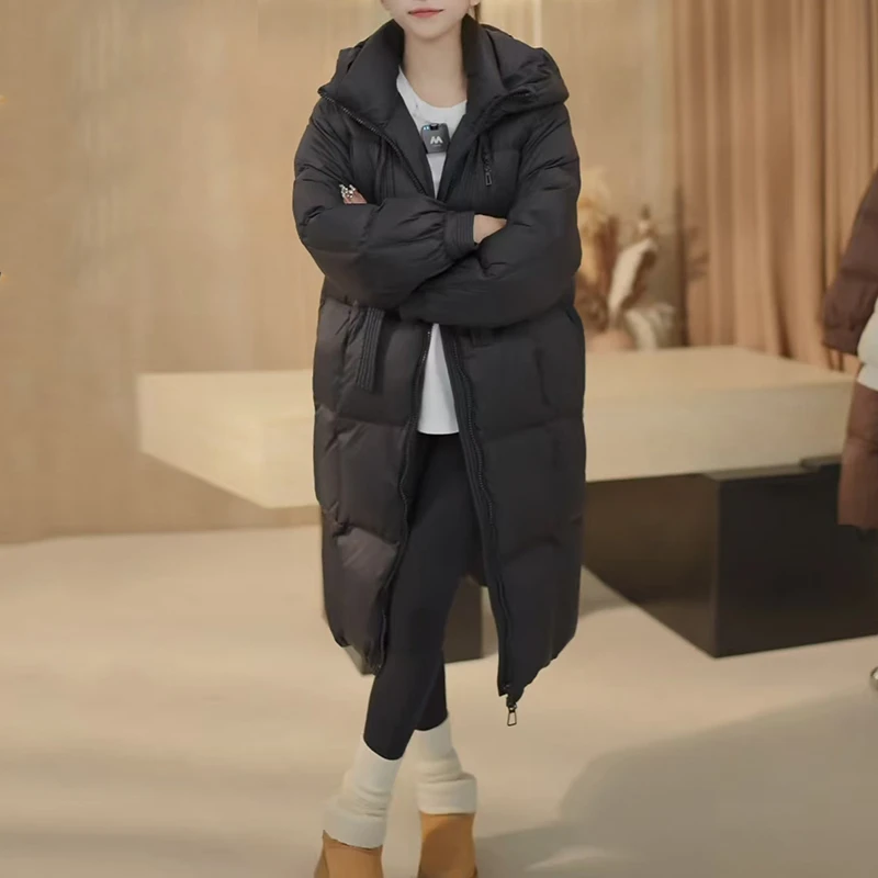 5连帽休闲加厚保暖大被子长款百搭韩版秋冬冬季宽松羽绒服外套