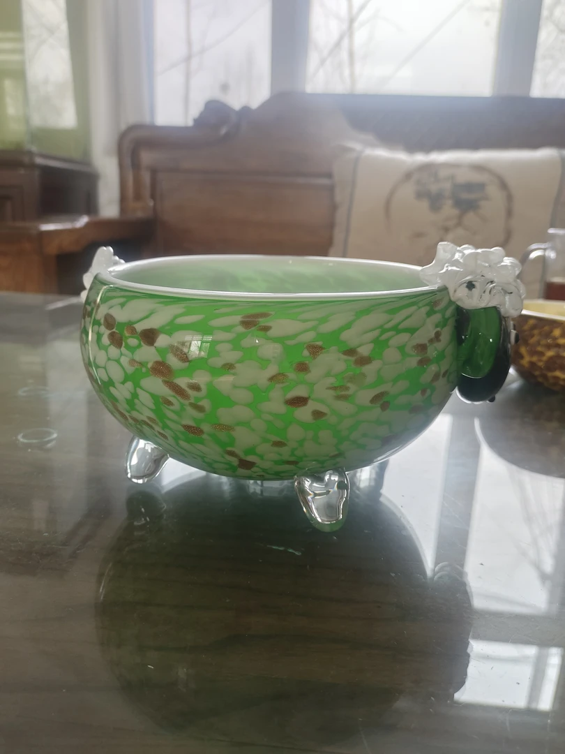 纯手工热塑成型非遗琉璃（肖恩果斗)直径22㎝左右