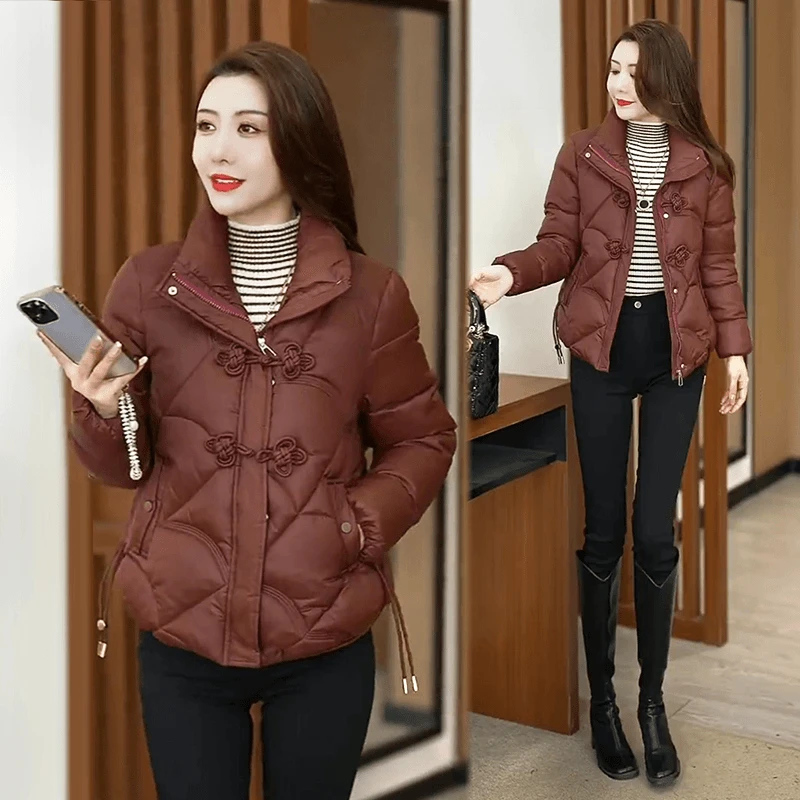 新中式国风短款羽绒棉服女2024冬季新款宽松显瘦盘扣棉袄棉衣外套