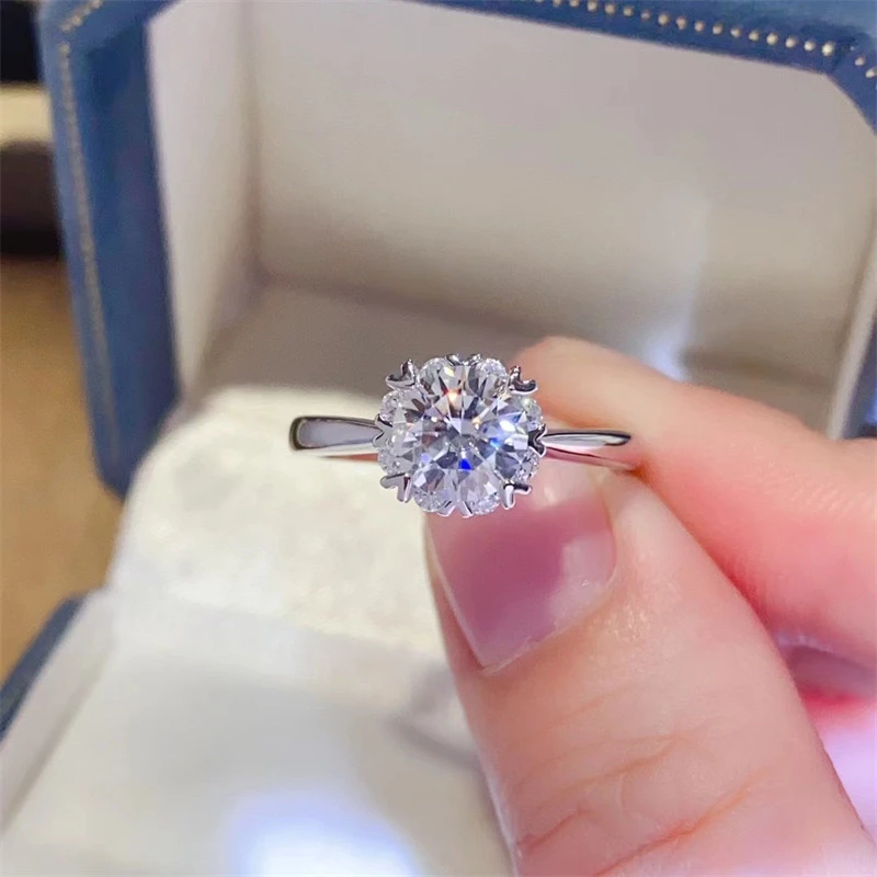 925银莫桑石戒指 八围一心女戒，情侣对戒精致淑女气质高雅百搭时