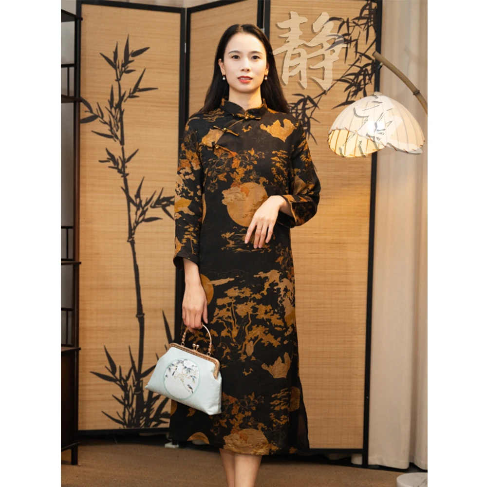 【静夜】新中式国风夏季立领女装连衣裙