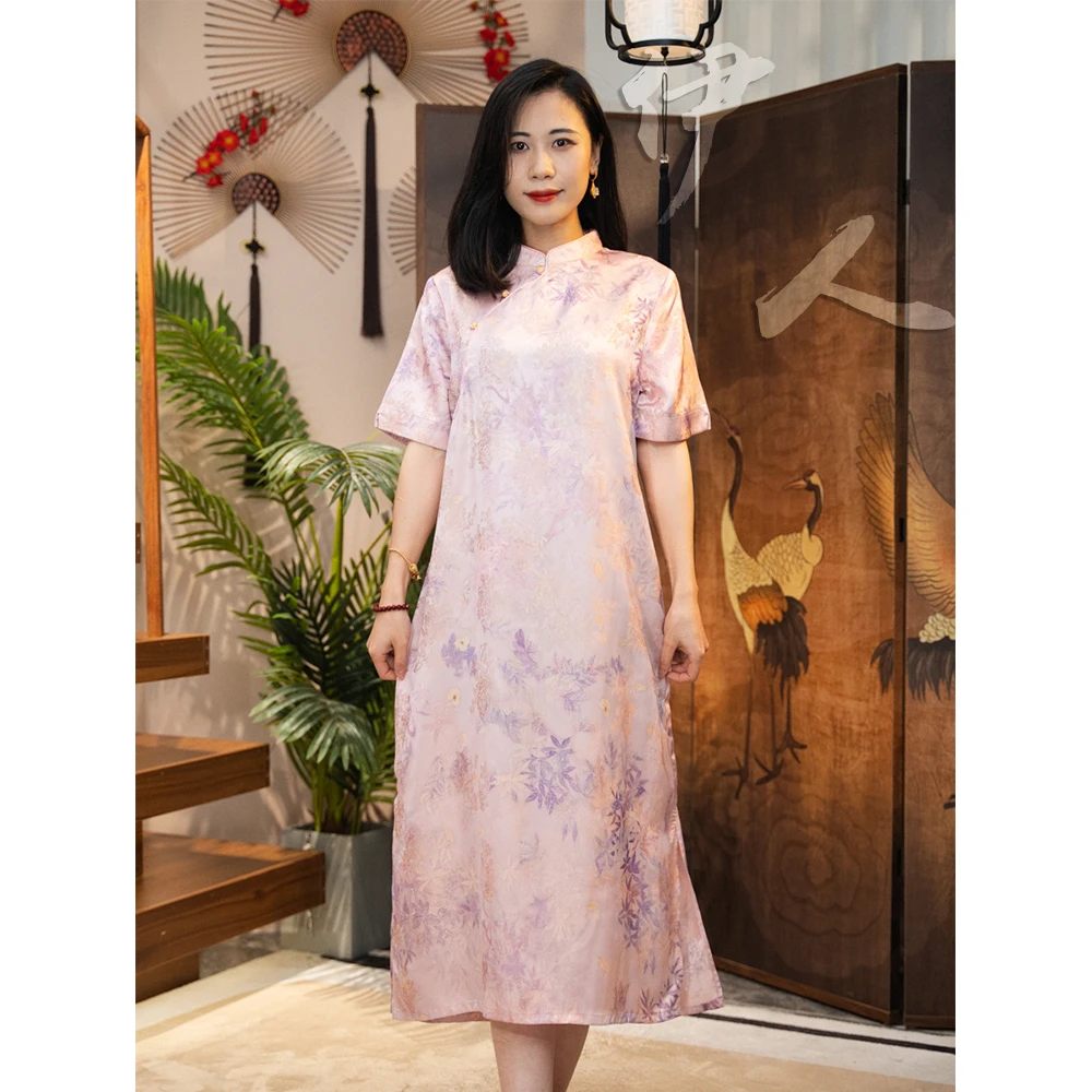 【伊人】新中式国风夏季立领女装连衣裙