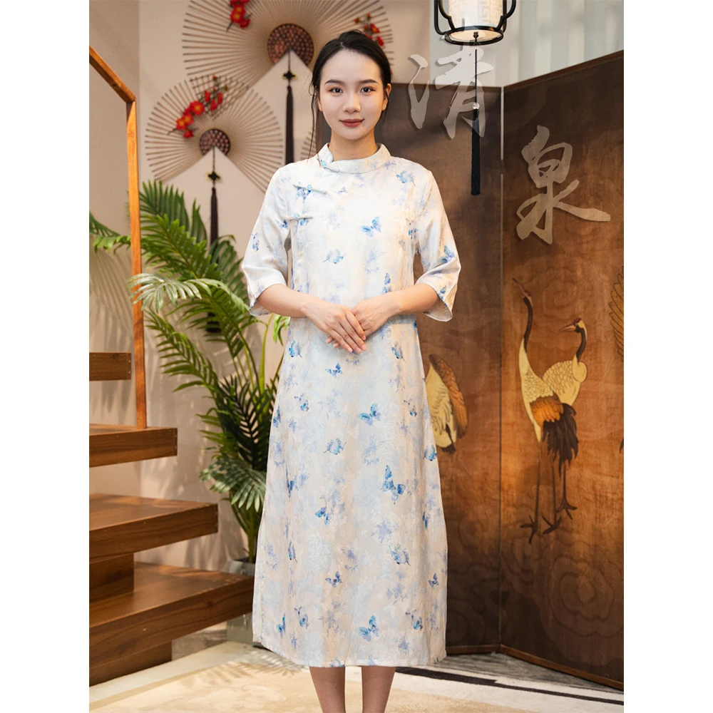 【清泉】新中式国风夏季立领女装连衣裙