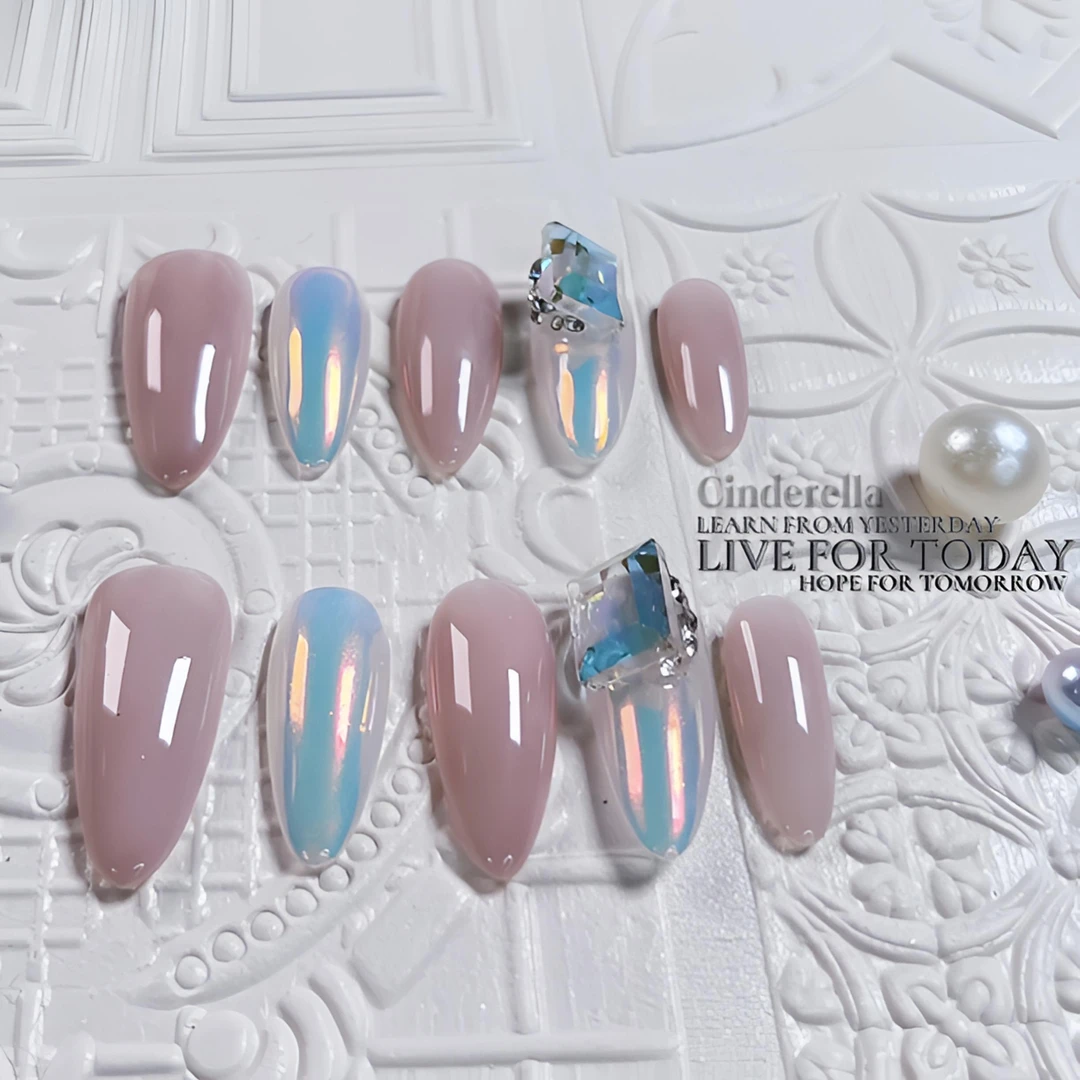 【昭月】珠光透底冰糖纯手工穿戴甲