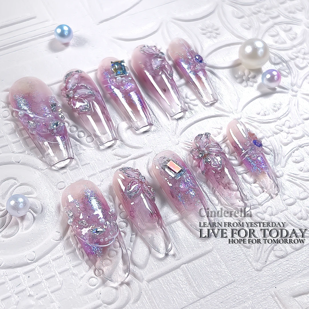 【这个不能宠】会被美甲师ko 手捏花晕染华子指尖透明穿戴甲