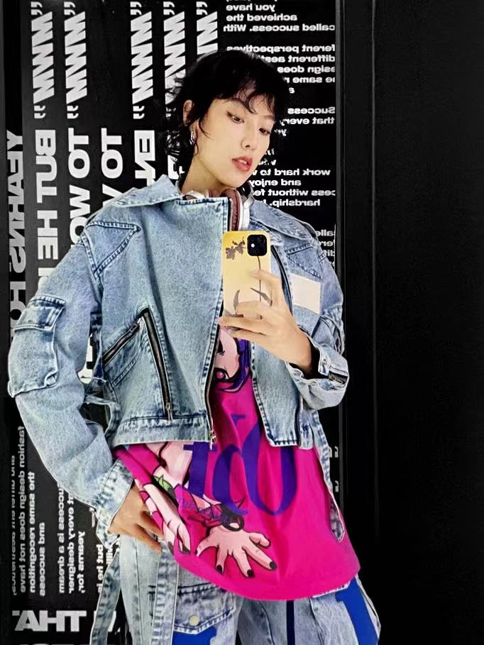 木村井泓MWM OOXOO.NET 重工设计夹克短款牛仔外套