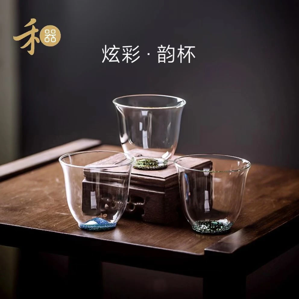 禾器韵杯对杯单个耐热防烫玻璃茶杯透明功夫茶具主人杯品茗杯高档