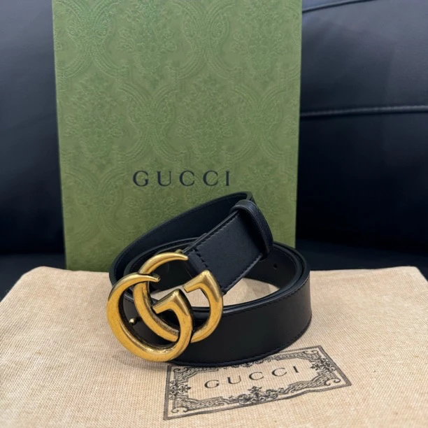 95新 GUCCI/古驰 古驰腰带/75·30/长90宽3经典黑色百搭