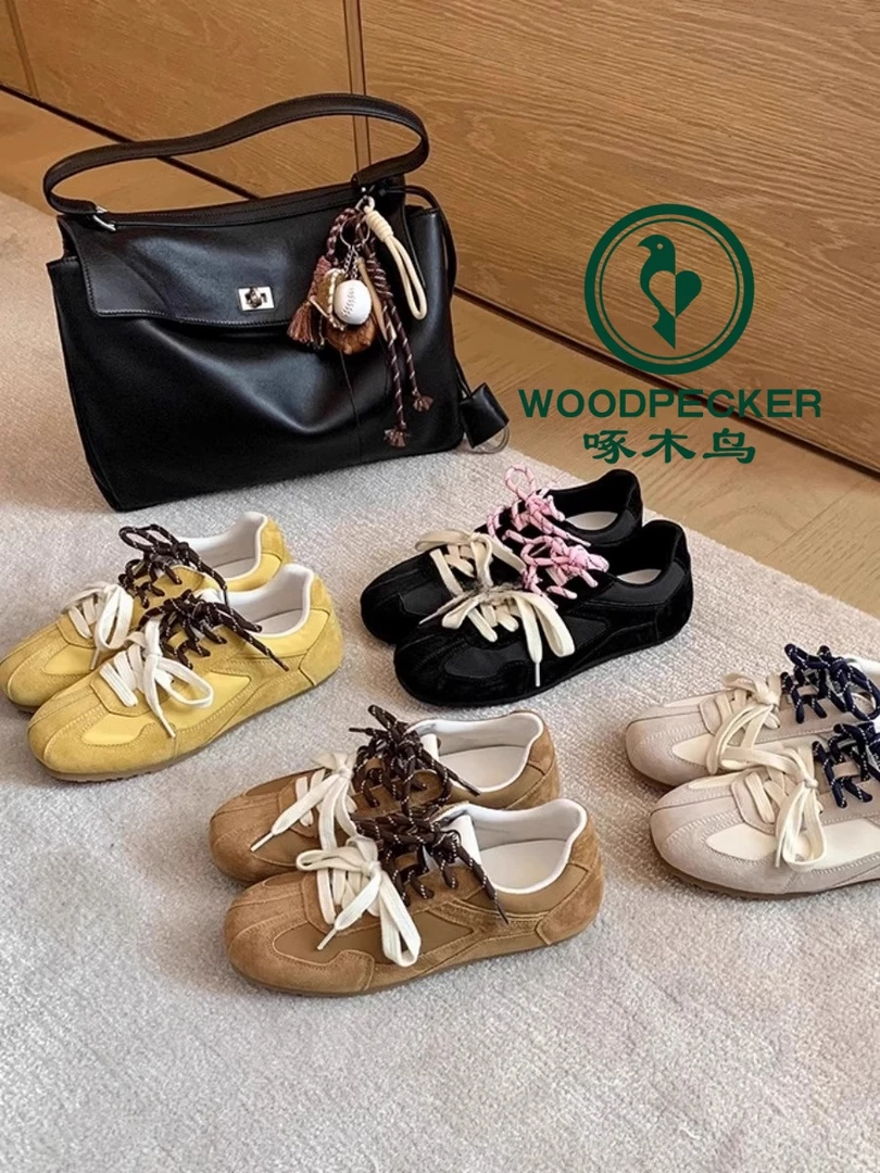啄木鸟复古平底德训鞋女2024新款秋季百搭爆款阿甘鞋休闲运动板鞋