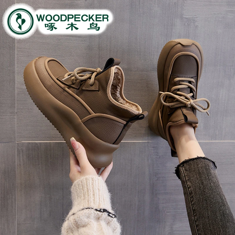 啄木鸟东北保暖雪地靴女2024秋冬加绒厚底时尚棉鞋百搭雪地棉鞋子