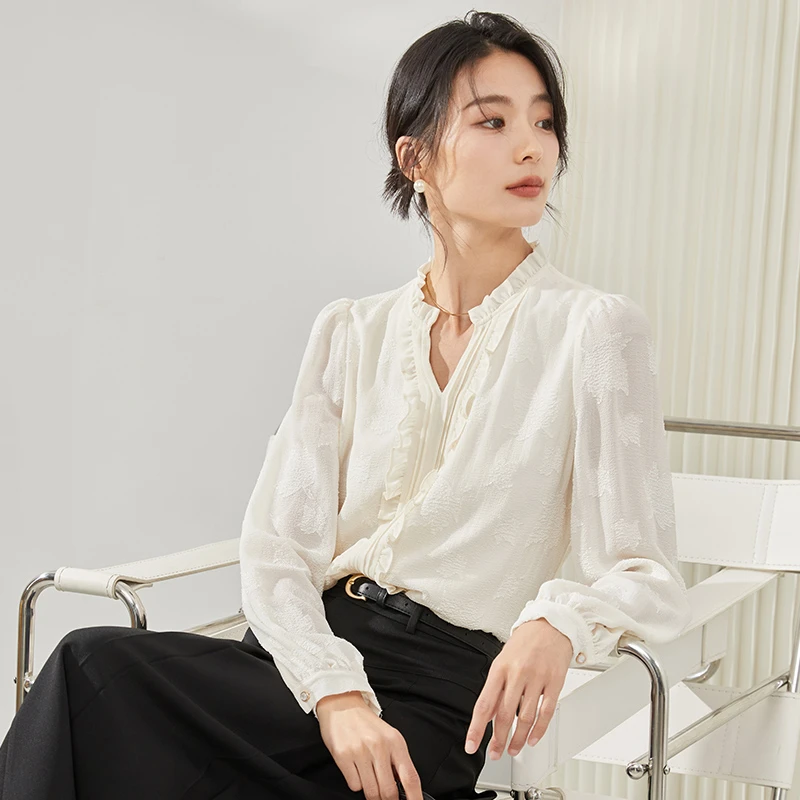 【小乔甄选】曼贝8491048春秋新款气质时尚衬衣法式小众设计感长袖