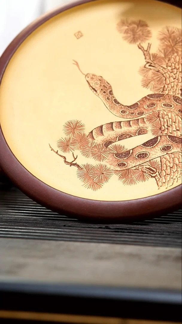 【闪购商品】紫砂茶壶05-段泥粉浆生肖蛇精品壶承