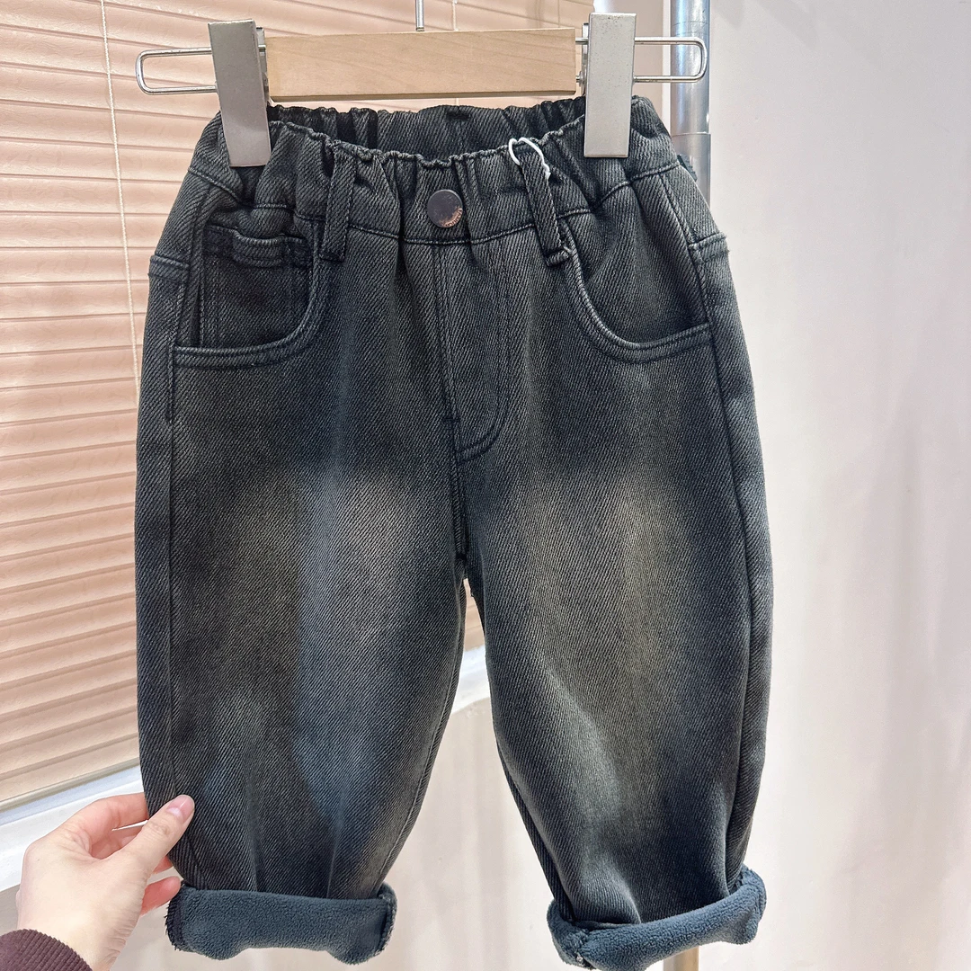 D3-1。88472橘子冬款一体绒男童时尚潮流休闲牛仔裤