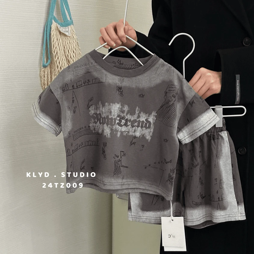 R2-8。009夏季韩版洋气宽松运动百搭夏装时尚套装