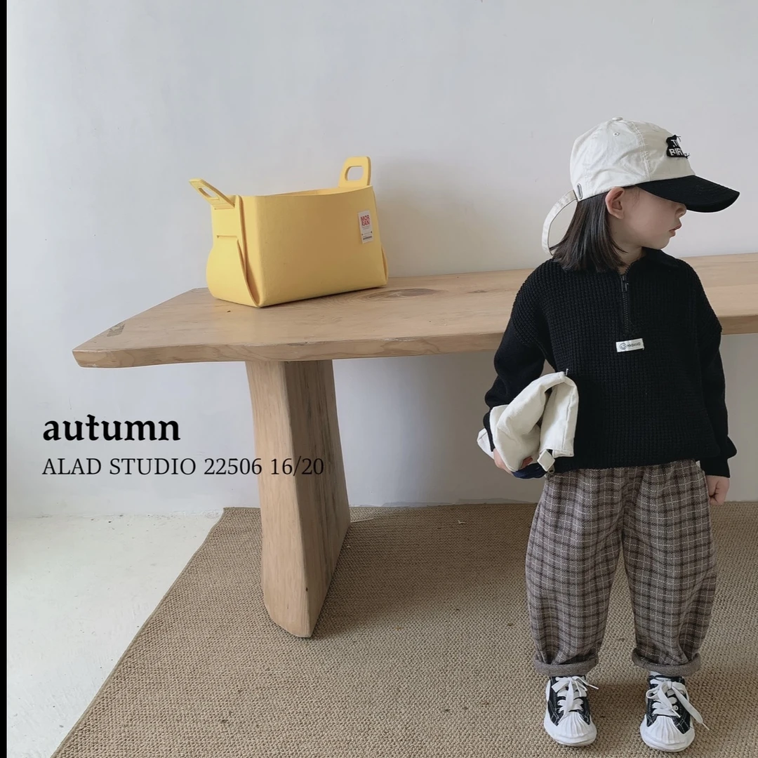 A2-7橘子男女小童尼格子休闲裤22506